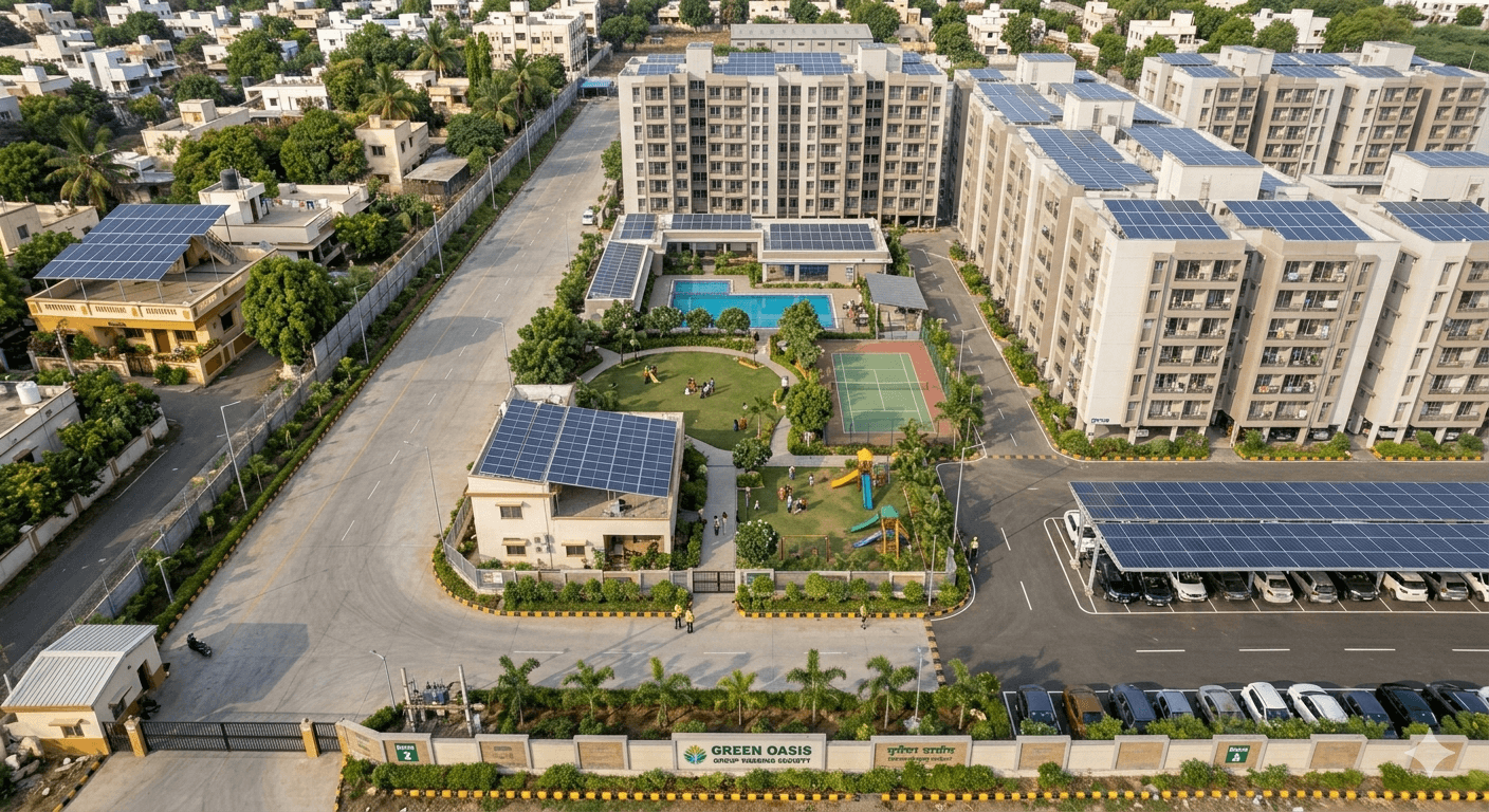 Group housing societies running on shared rooftop solar